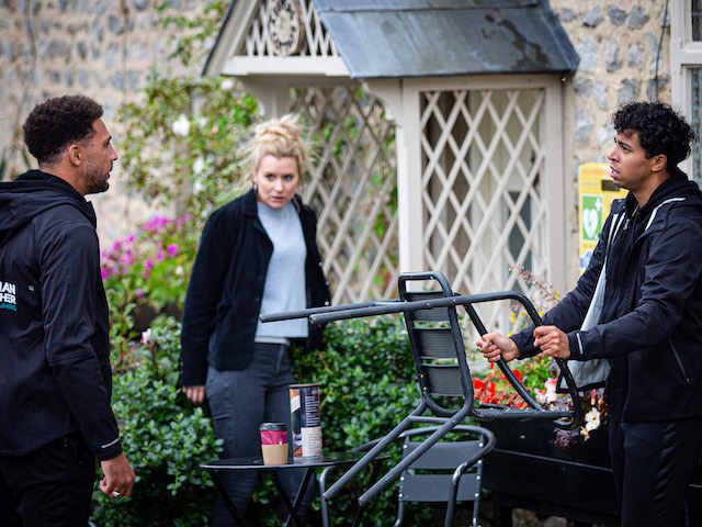 Billy, Ellis and Dawn on Emmerdale on October 12, 2020