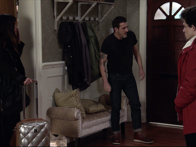 Carla, Peter and Simon on Coronation Street on December 16, 2020