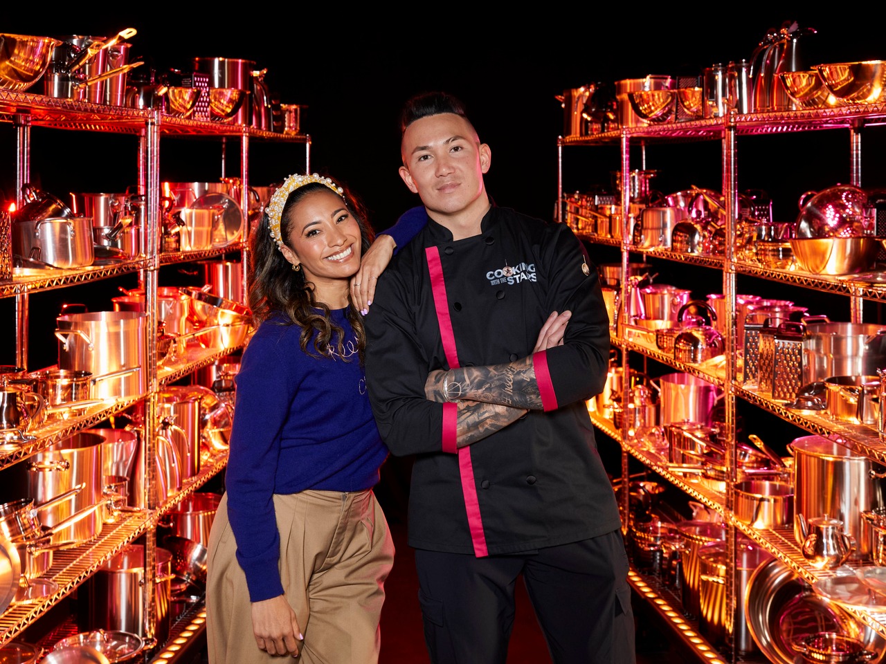 Karen Hauer and Angelo Sato for Cooking With The Stars season six