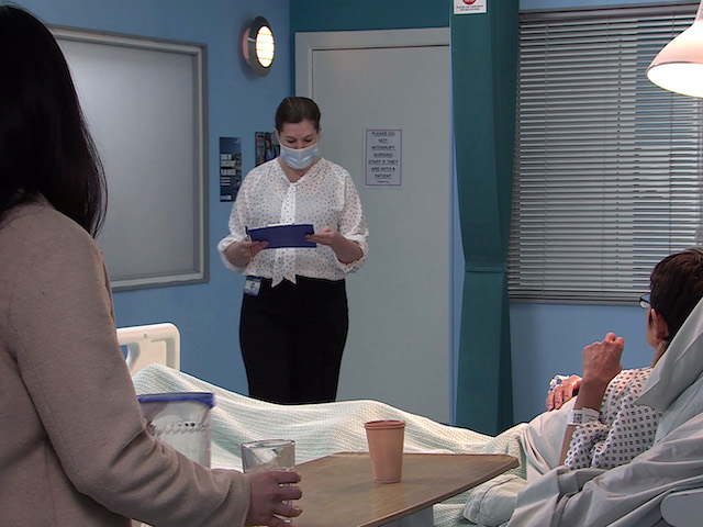 The doctor, Yasmeen and Alya on Coronation Street on March 5, 2021