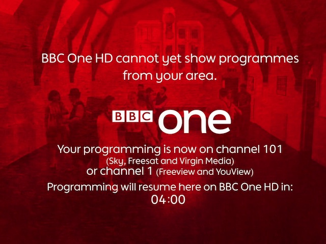 BBC One HD regional programmes holding screen