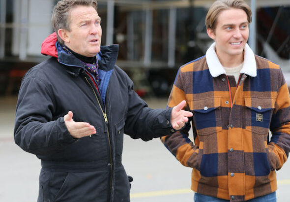 (l-r) Bradley Walsh and his son Barney at the Wright Brothers Museum in Dayton Ohio