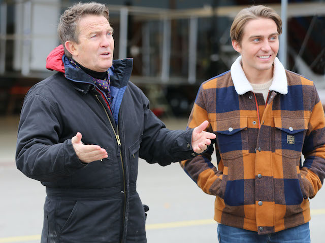 (l-r) Bradley Walsh and his son Barney at the Wright Brothers Museum in Dayton Ohio