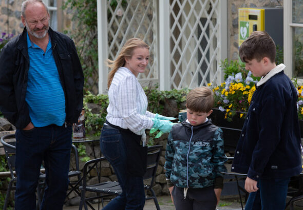 Jimmy, Nicola and Carl on Emmerdale on August 10, 2021