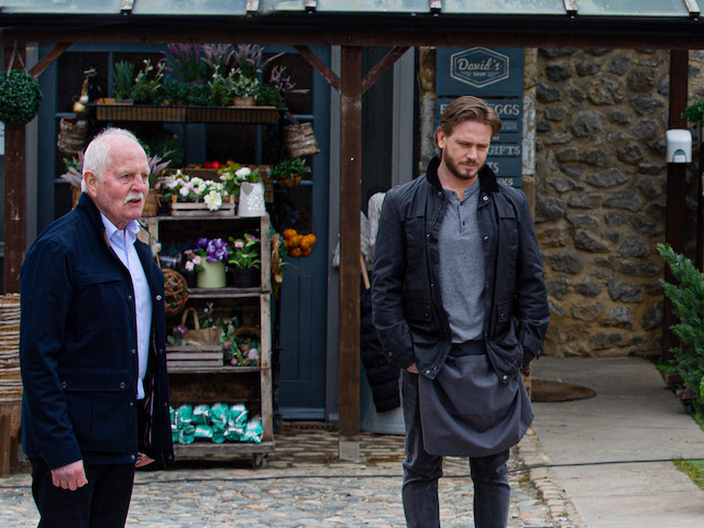 Pollard and David on Emmerdale on May 11, 2021