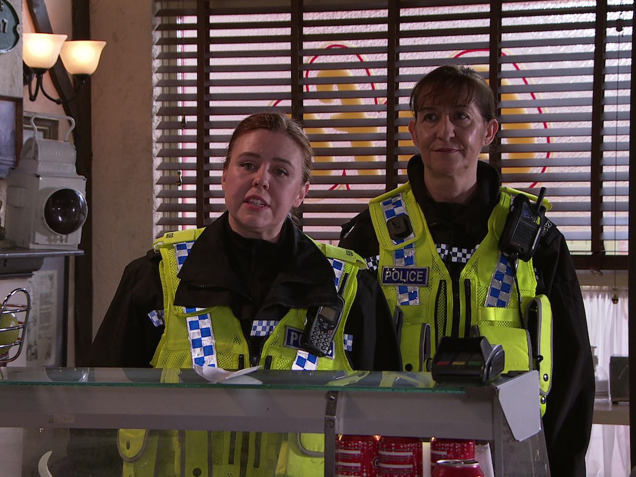 Police officers arriving at Roy’s Rolls on Coronation Street on September 7, 2023