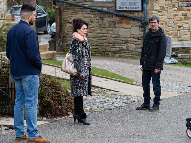 Nate, Faith and Cain on Emmerdale on April 9, 2021
