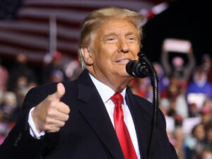Donald Trump at a campaign rally in Johnstown, Pennsylvania, on October 13, 2020