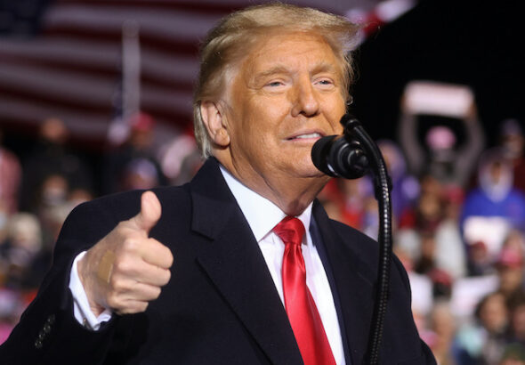 Donald Trump at a campaign rally in Johnstown, Pennsylvania, on October 13, 2020