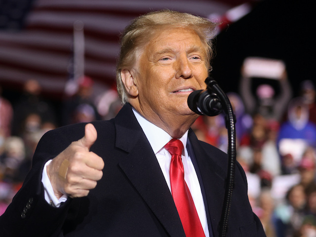 Donald Trump at a campaign rally in Johnstown, Pennsylvania, on October 13, 2020
