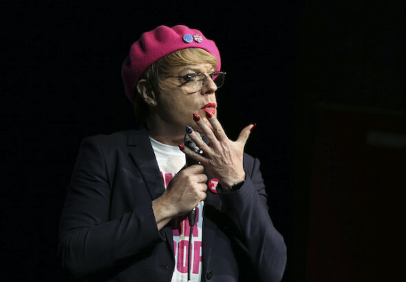 Commedian Eddie Izzard performs at the "Stand Up For Europe" event at the Pleasance Theatre in Edinburgh, Scotland, Britain on June 1, 2016.