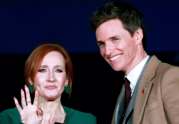 J.K. Rowling and Eddie Redmayne at the Fantastic Beasts: The Crimes of Grindelwald premiere in Paris on November 8, 2018