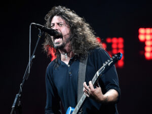 The Foo Fighters perform on the Pyramid Stage at Worthy Farm in Somerset during the Glastonbury Festival in Britain on June 24, 2017.