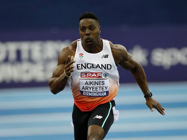 Harry Aikines-Aryeetey at the British Indoor Athletics Championships in Birmingham on February 9, 2019