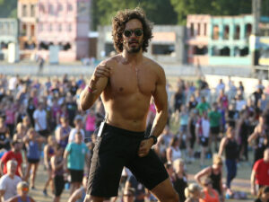 British fitness personality Joe Wicks leads an attempt to break the Guinness World Record for largest High Intensity Interval Workout in Hyde Park in London, Britain on July 5, 2017.
