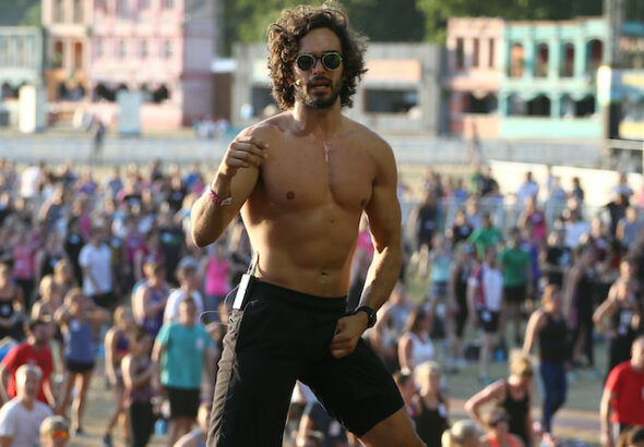 British fitness personality Joe Wicks leads an attempt to break the Guinness World Record for largest High Intensity Interval Workout in Hyde Park in London, Britain on July 5, 2017.