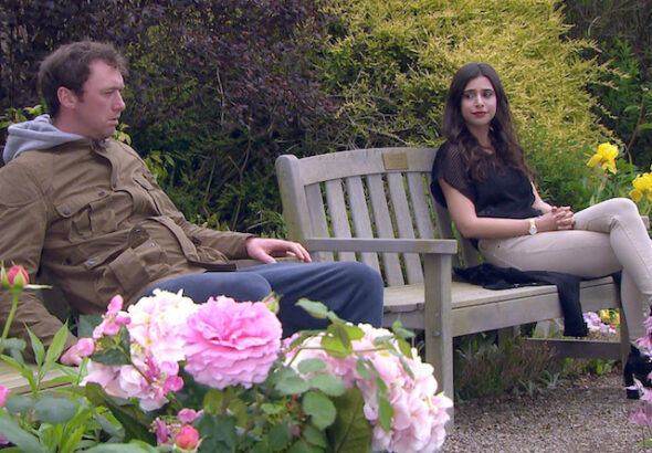 Liam and Meena on Emmerdale on July 19, 2021
