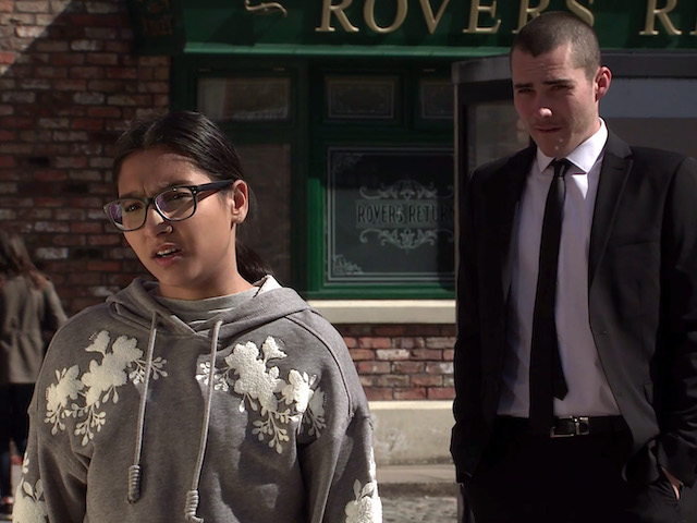 Asha and Corey on Coronation Street on May 31, 2021