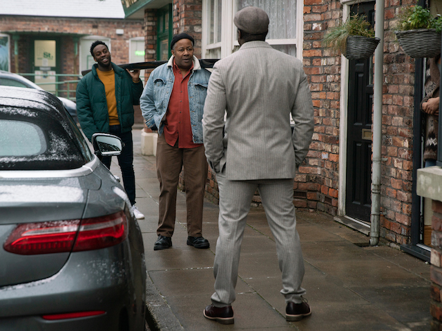 Ronnie, Ed and Michael on Coronation Street on February 19, 2021