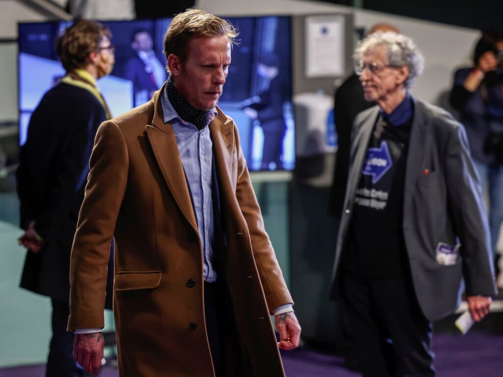 Candidate Laurence Fox arrives for the results of the London mayoral election, at the City Hall in London, Britain on May 8, 2021.