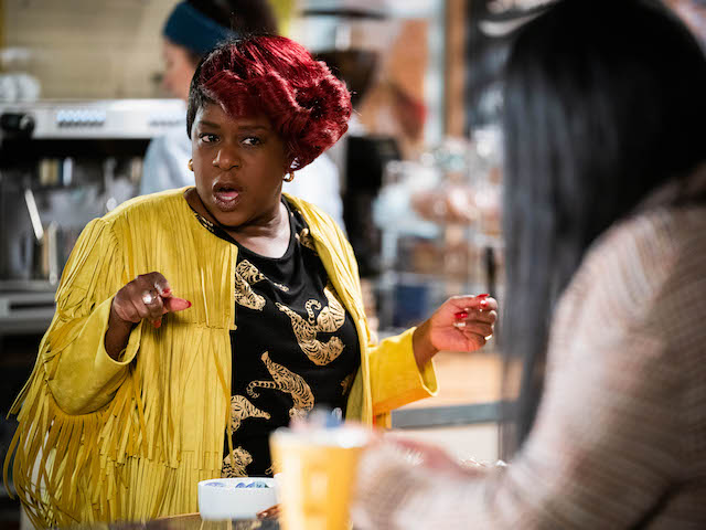 Kim and Iqra on EastEnders on April 5, 2021