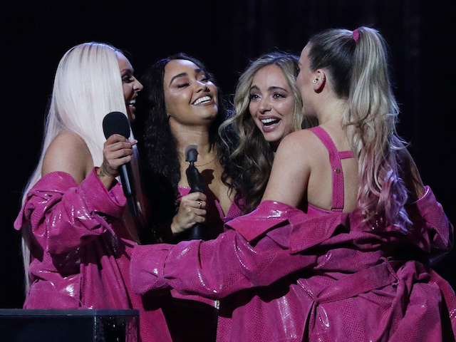 Little Mix with the award for British Video of the Year at the Brit Awards at the O2 Arena in London, Britain on February 20, 2019.