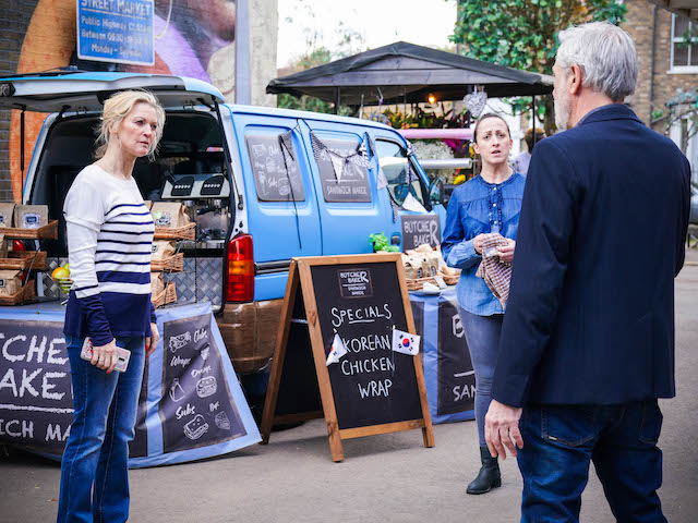Kathy, Sonia and Rocky on EastEnders on June 15, 2021