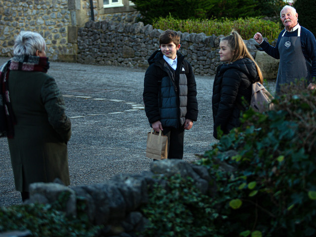 Cathy, Heath and Pollard on Emmerdale on February 5, 2021