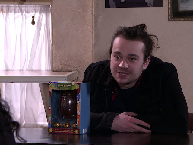 Seb on Coronation Street on April 5, 2021