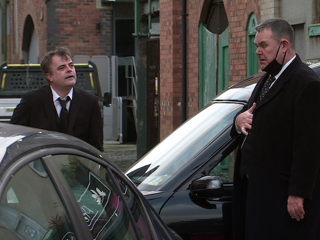 Steve and George on Coronation Street on February 22, 2021