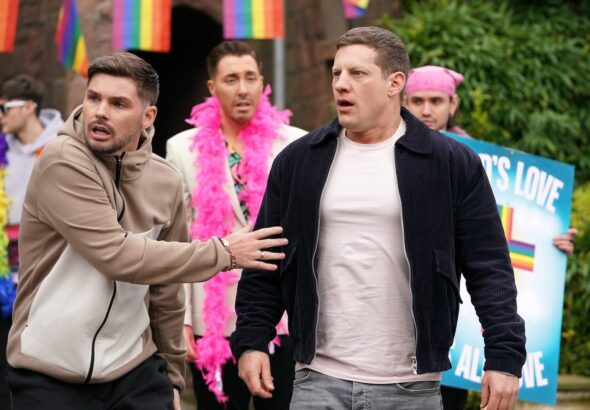 Freddie and John Paul on Hollyoaks on May 2, 2024