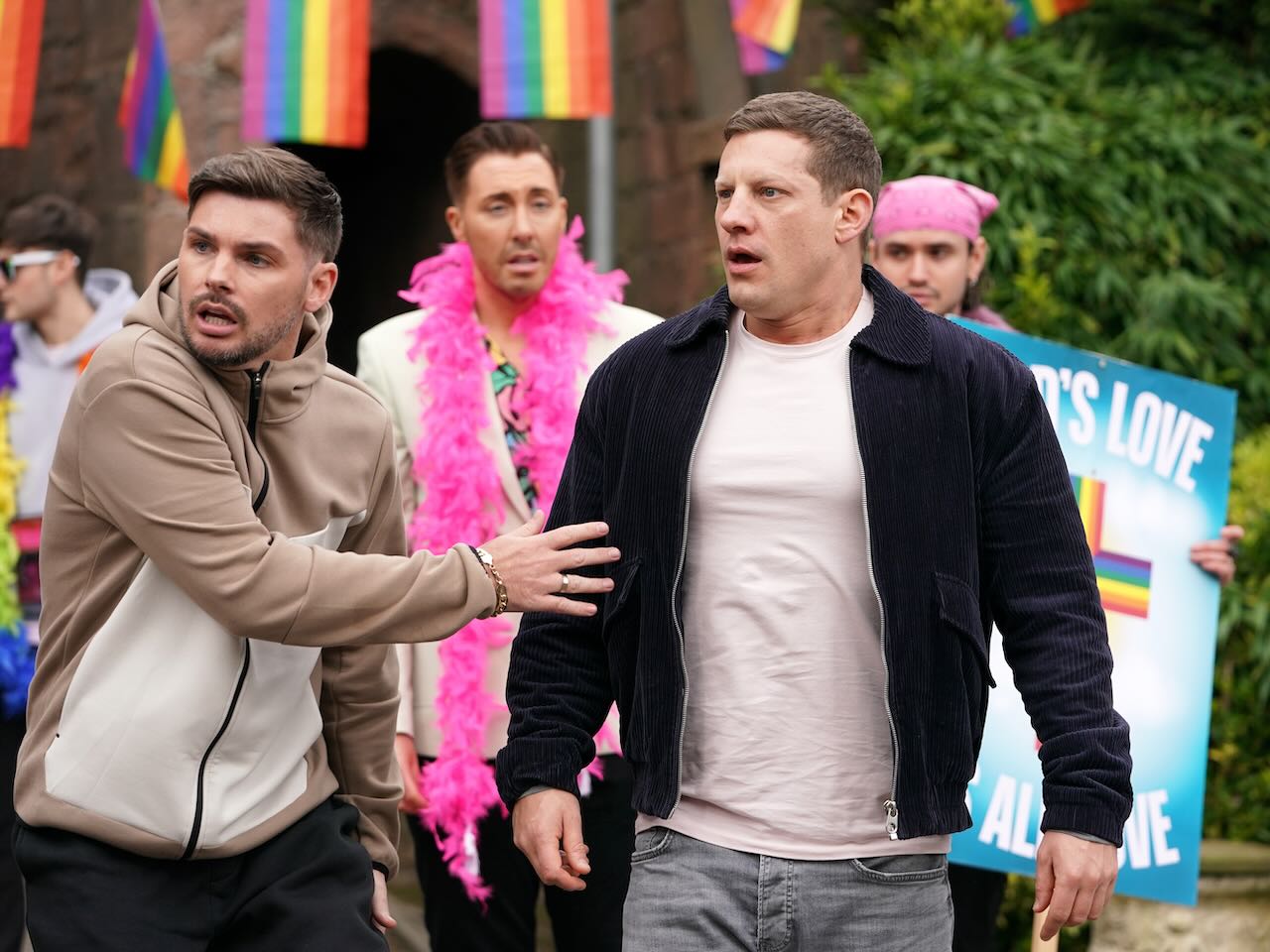 Freddie and John Paul on Hollyoaks on May 2, 2024