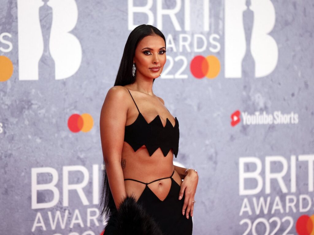 Maya Jama poses as she arrives for the Brit Awards at the O2 Arena in London, Britain on February 8, 2022