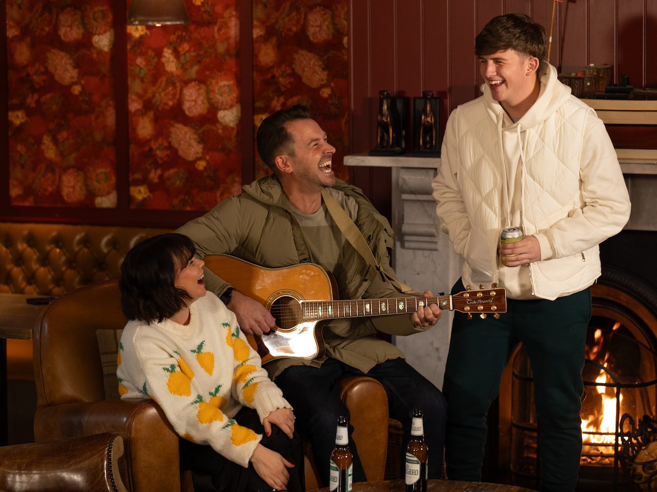 Nancy, Darren and Charlie on Hollyoaks on January 30, 2024