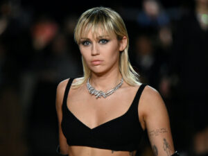 Miley Cyrus presents a creation from the Marc Jacobs Fall/Winter 2020 collection during New York Fashion Week in New York, U.S. on February 12, 2020.