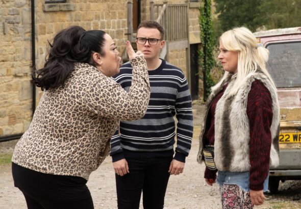 Mandy, Vinny and Tina on Emmerdale on November 11, 2024