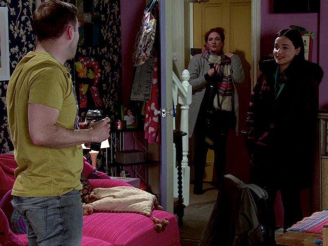 Tyrone, Fiz and Alina on Coronation Street on February 10, 2021