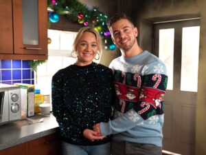 Leela and Joel on Hollyoaks on December 19, 2023