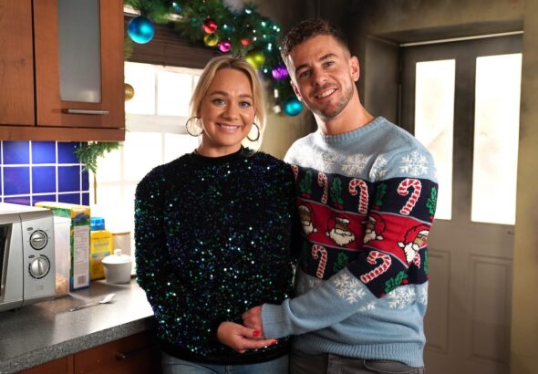 Leela and Joel on Hollyoaks on December 19, 2023