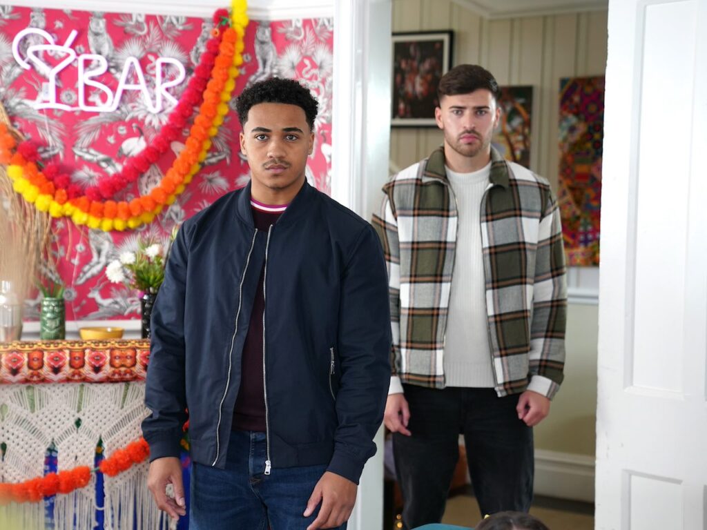 Hunter and Romeo on Hollyoaks on January 8, 2024