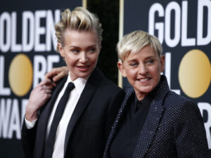 Portia de Rossi and Ellen DeGeneres at the Golden Globe Awards in Beverly Hills on January 5, 2020