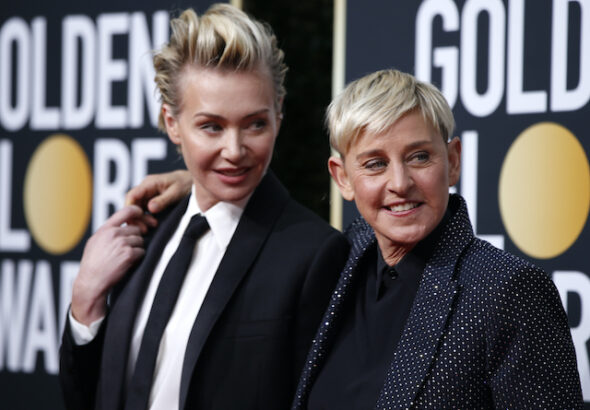 Portia de Rossi and Ellen DeGeneres at the Golden Globe Awards in Beverly Hills on January 5, 2020