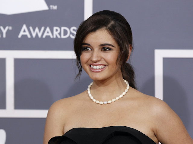 Singer Rebecca Black arrives at the 54th annual Grammy Awards in Los Angeles, California on February 12, 2012.