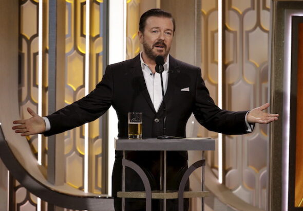 Ricky Gervais hosts the 73rd Golden Globe Awards in Beverly Hills, California on January 10, 2016.