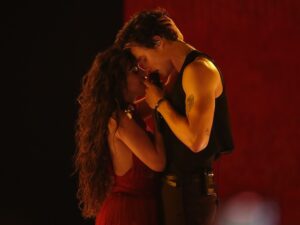 Shawn Mendes and Camila Cabello performing Senorita at the American Music Awards in Los Angeles on November 24, 2019