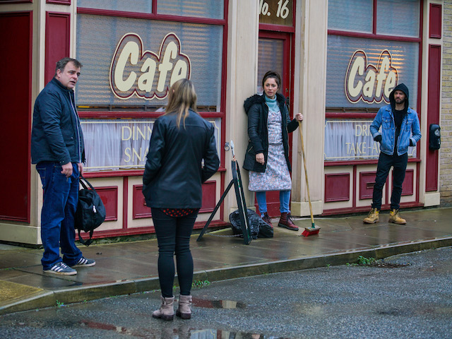 Steve, Tracy, Shona and David on Coronation Street on February 8, 2021