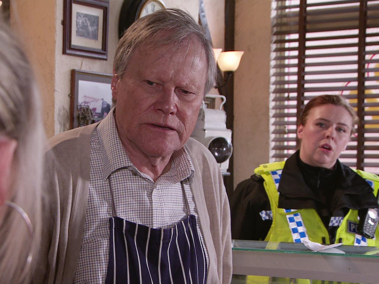 Roy and a police officer on Coronation Street on September 7, 2023