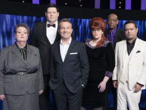 Anne Hegerty, Mark Labbett, Bradley Walsh, Jenny Ryan, Shaun Wallace and Paul Sinha for The Chase