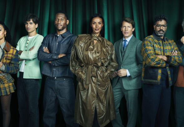 Sebastian Croft, King Kenny, Maya Jama, James Blunt and Romesh Ranganathan in The Celebrity Traitors S02E09