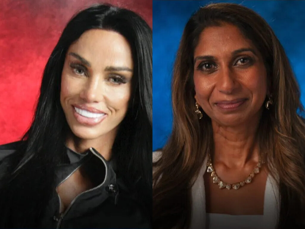 Katie Price and Suella Braverman for Celebrity Handcuffed